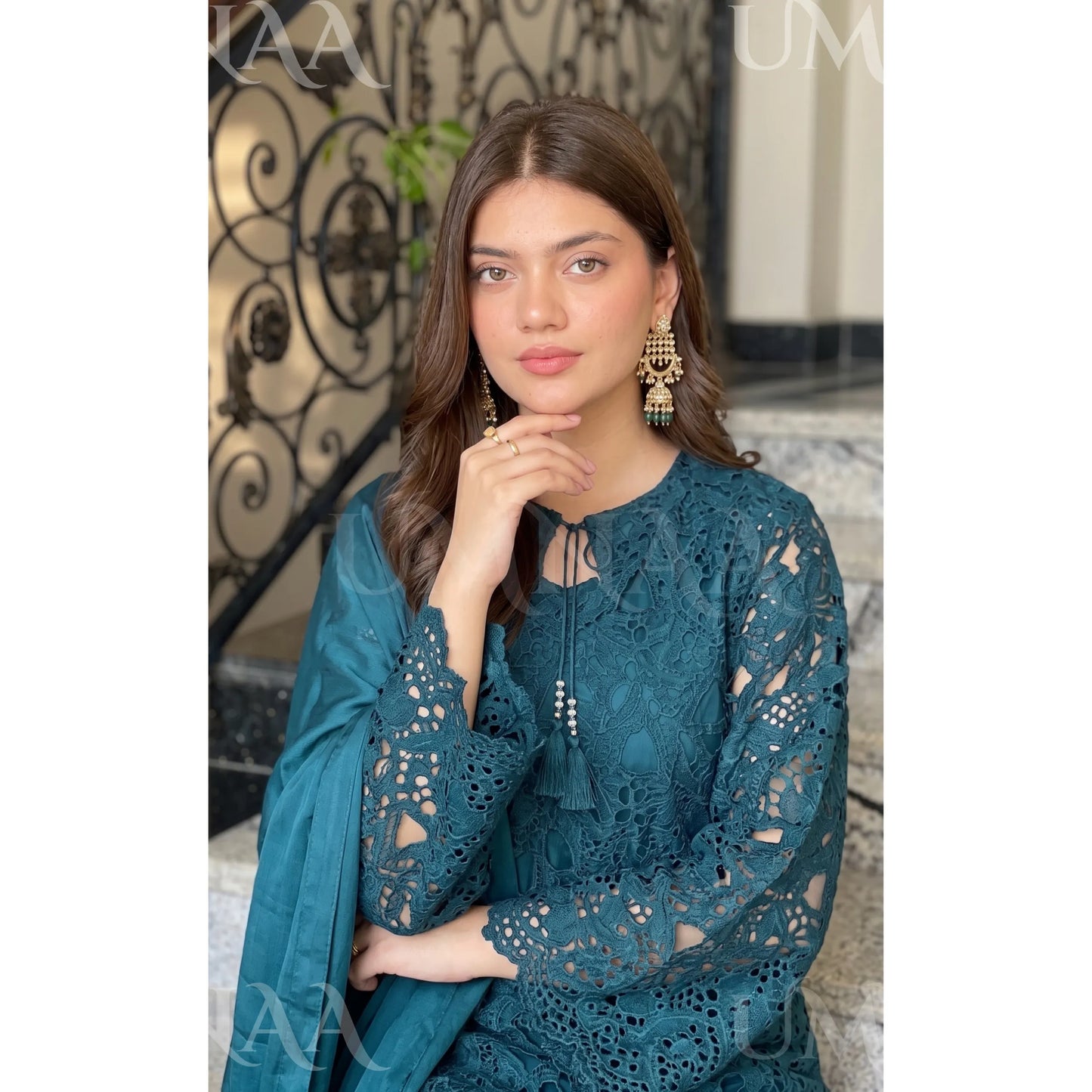 UA-290 Qureshia Silk Sharara 3 Pc | Umnaa
