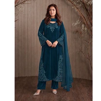 UA-300 Embroidered Velvet 3 Pc Collection | Umnna