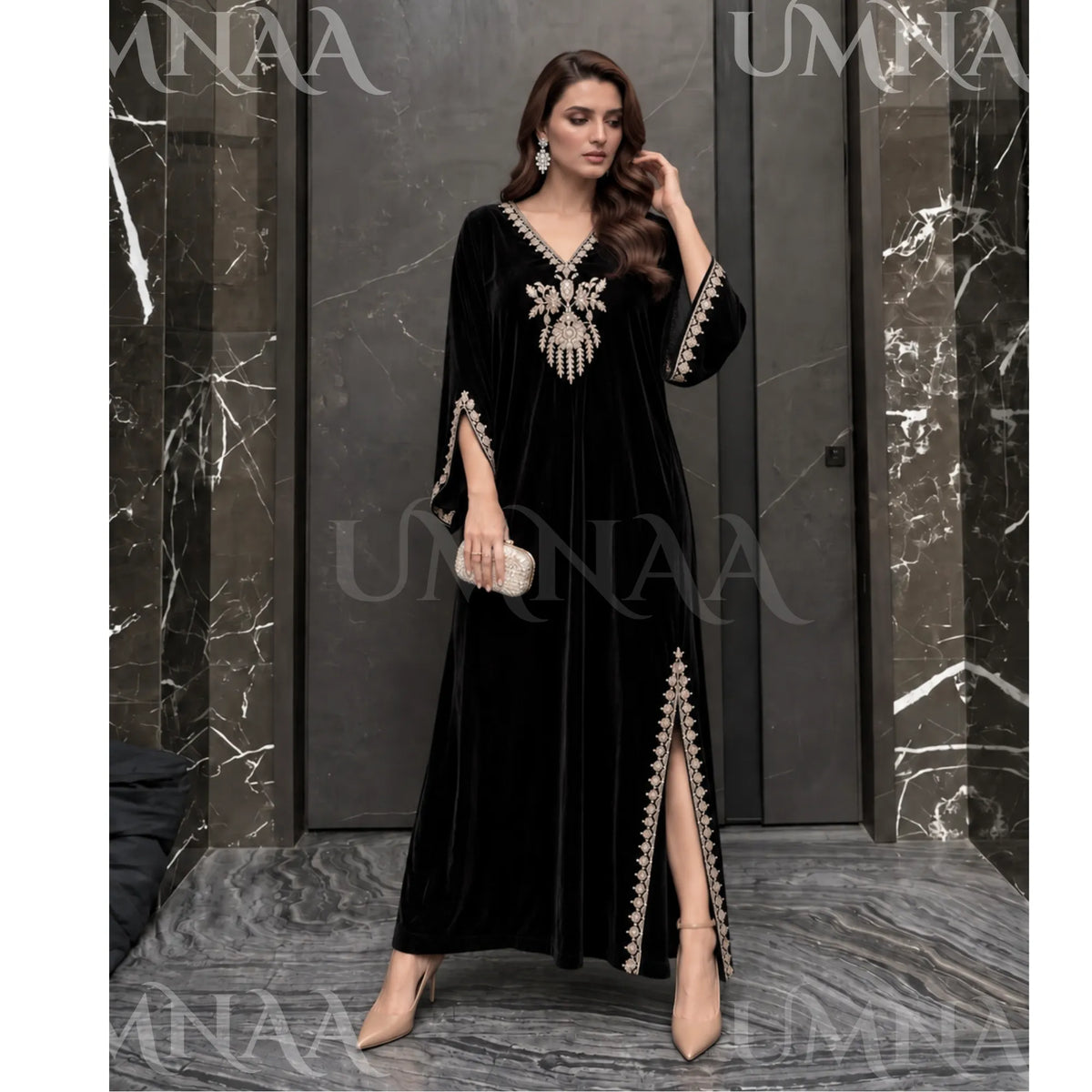 UA-304 Luxury Embroidered Kaftan 1 Pc | Umnaa