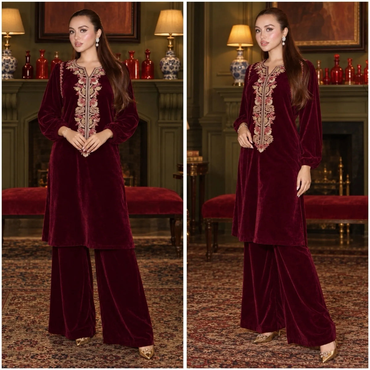 RA-42 Mehr-e-Noor Luxury Velvet Co-Ords | Raniya.h