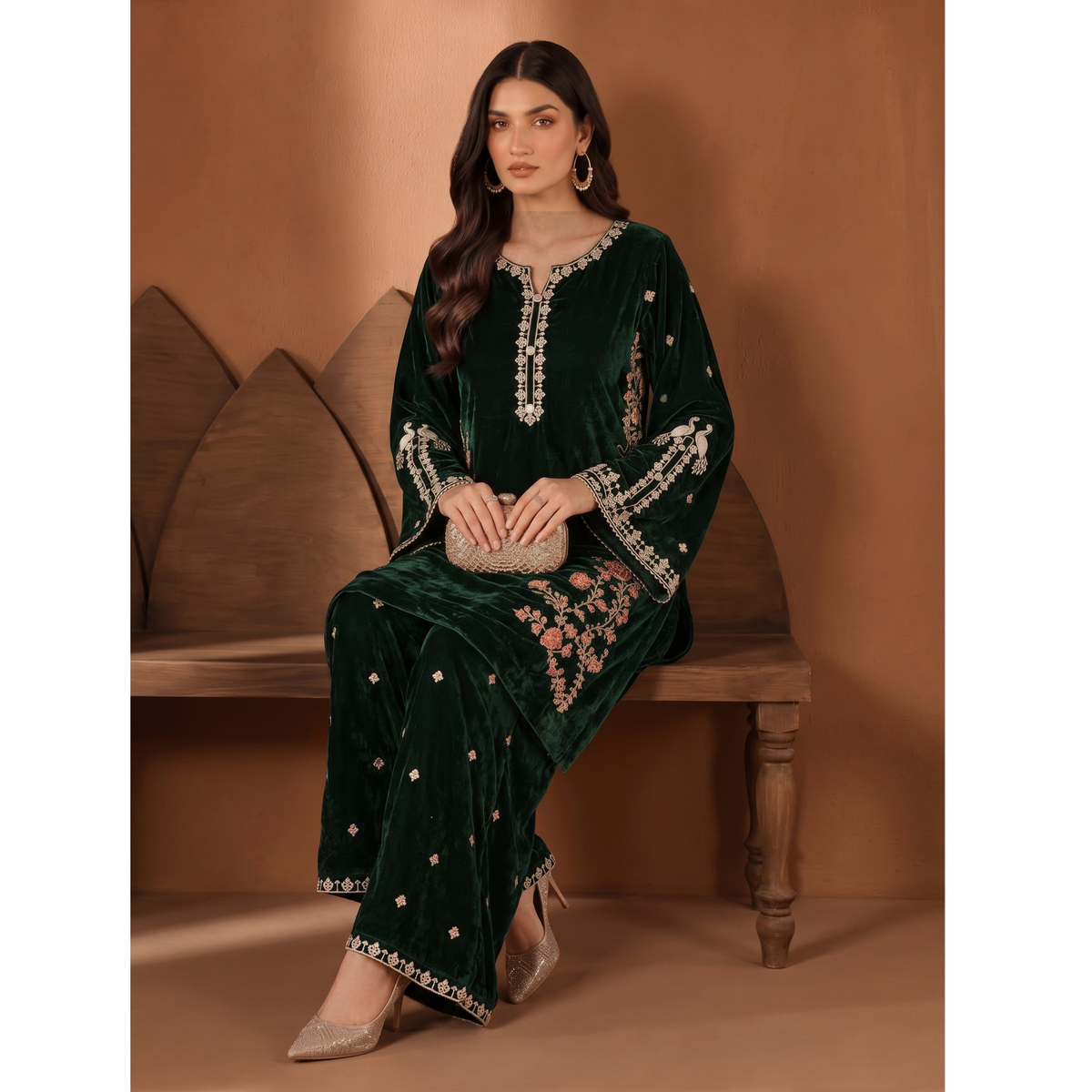 UA-307 Luxury Embroidered Velvet 2 Pc | UMNAA
