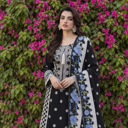 UA-310 Embroidered Dhanak Farshi Shalwar 3 Pc | Umnaa