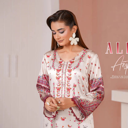 UA-312 Printed Shamooz Silk Printed Kaftan Style Co-Ord Set| Umnaa