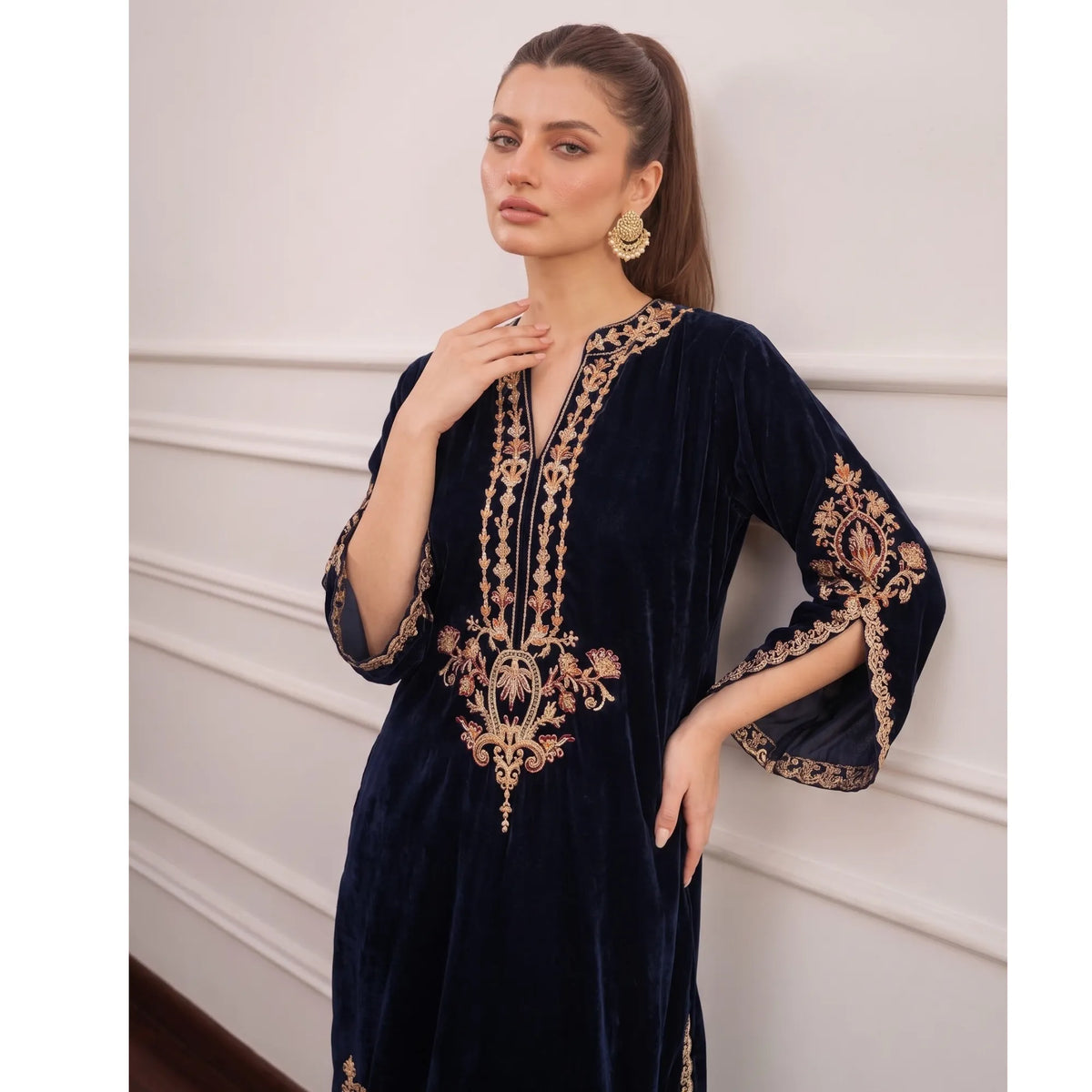UA-316 Luxury Velvet Kaftan Style Co-Ord Set | Umnna