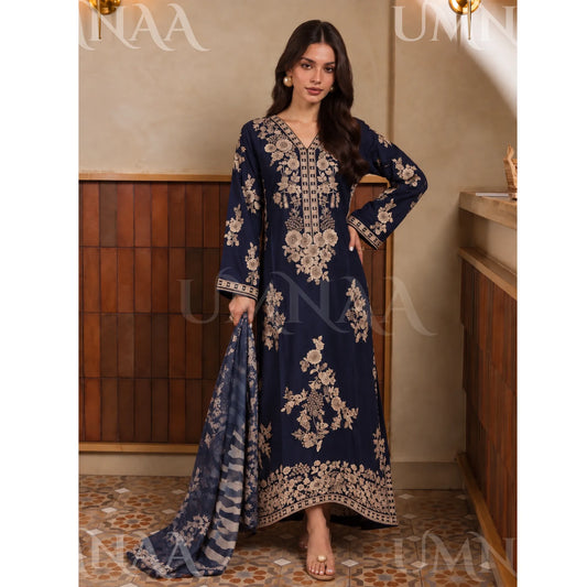 UA-317 Luxury Linen Kaftan Style 3 Pc | Umnaa