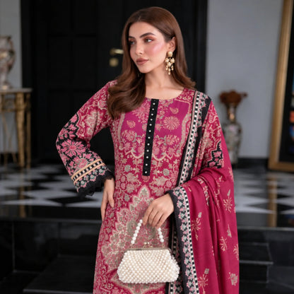 UA-325 Printed Kaftan Khaddar Style 3 Pc Collection | Umnaa