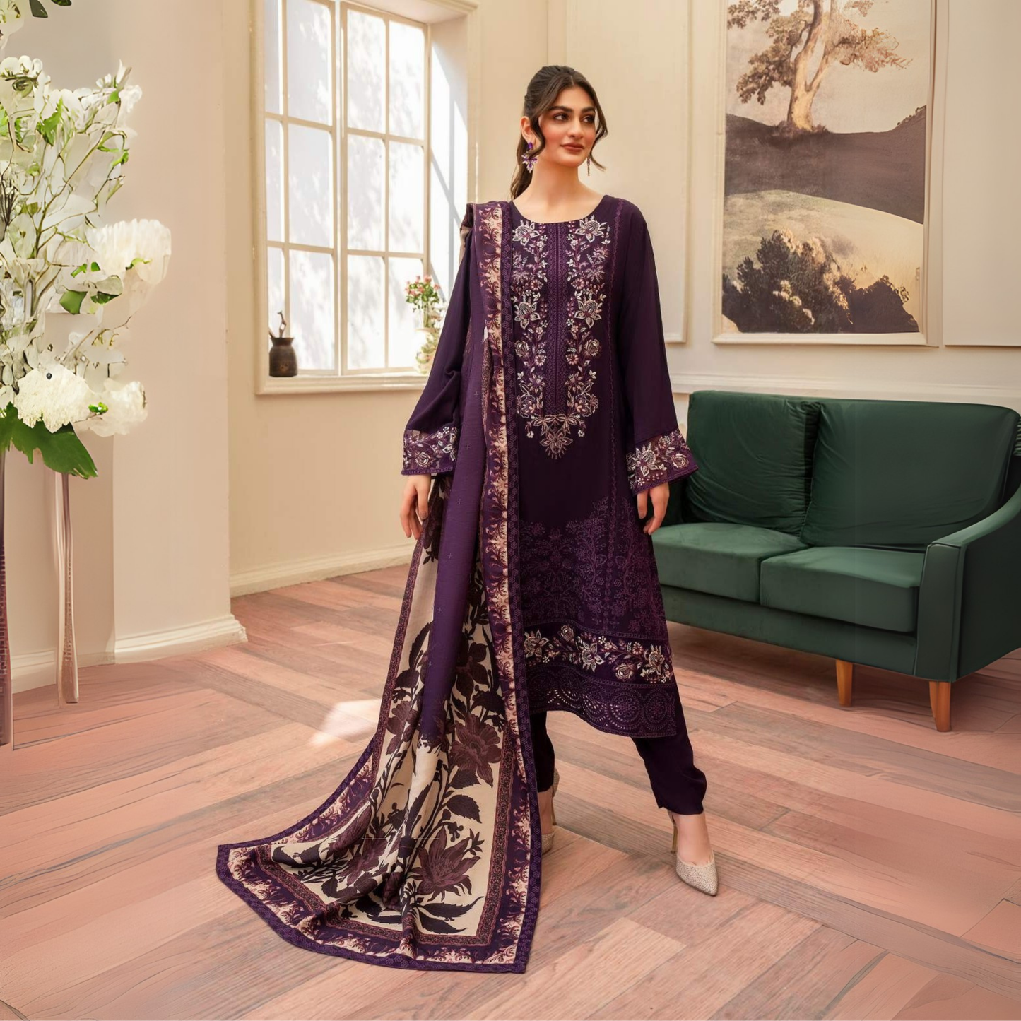 3 Pc Ready to Wear Embroidered Collection | Karma Collection | UMKC01001