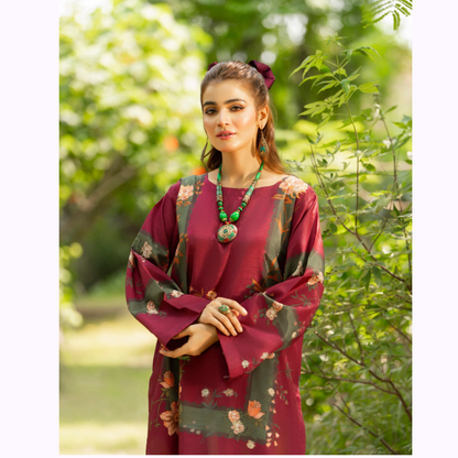 Sëleñe Raw Silk Printed Co-Ords Set by Karma Collection | Ready to Wear Modest fashion Asian