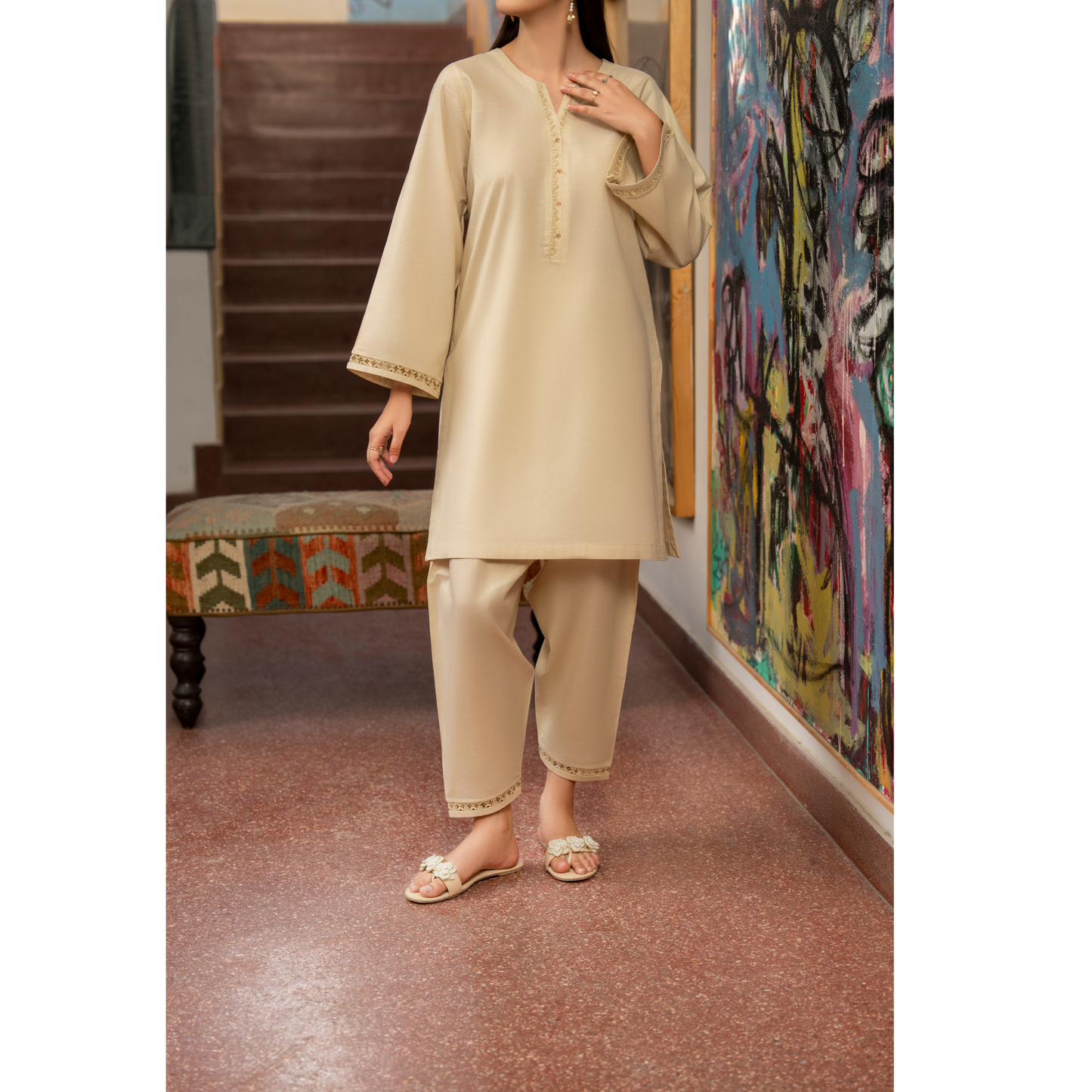 UCA-21 2 pc Summer Cotton Co Ord Set | Ready to Wear | Casuallite