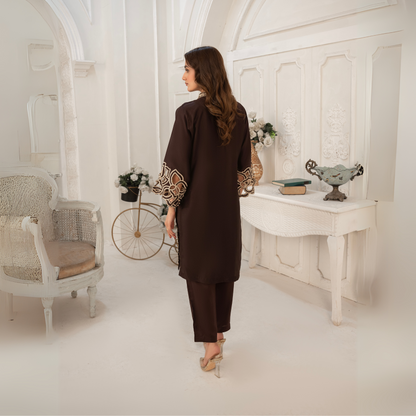 UA-55 Embroidered Viscose Linen 2 Pc Pakistani Co Ord Set Dress | UMNAA