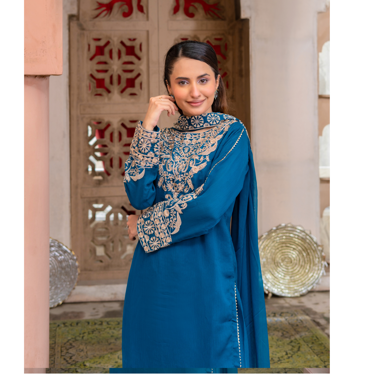 UMRZ-50 Luxury Chiffon Embroidered 3 Pc Collection by Rangz