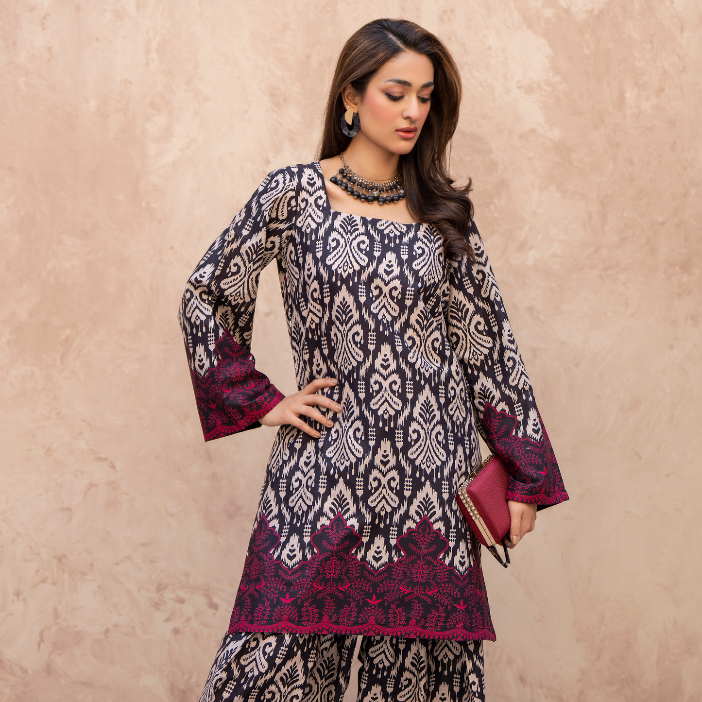 RA-34 Embroidered Lawn Kaftan Style and Short Farshi Shalwar 2 Piece Casual Summer Collection by Raniya.h