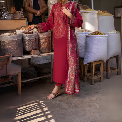 UCA-15 3 Pc Embroidered Cambric Cotton Ready to Wear Eid Collection by Casuallite