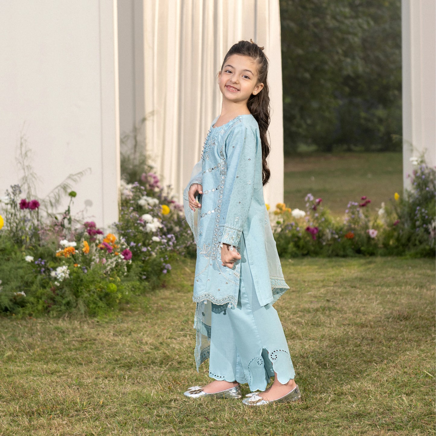 UMS-56 Janan Mother Daughter Chikenkari Jacquard Eid Edit by Simrans | Ready to Wear Asian Pakistani clothes