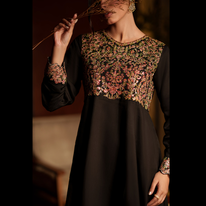 UCA-36 ELARA Festive Embroidered Viscose Dress with Printed Silk Dupatta | Women’s Festive Wear Pakistani Designer Outfit by Casuallite