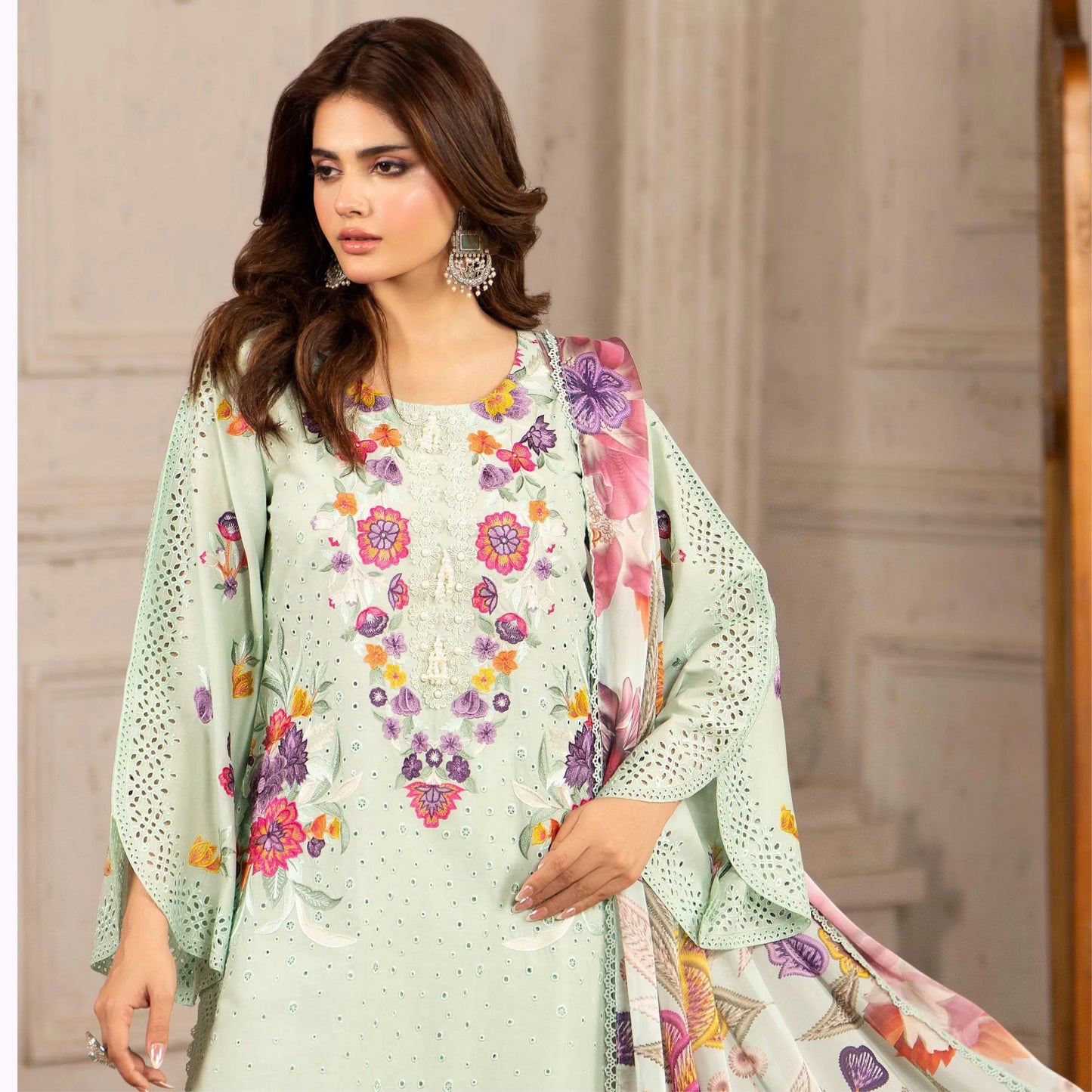 KC-1564 "Tabeer" Embroidered Festive Cambric Cotton Collection by Karma Collection