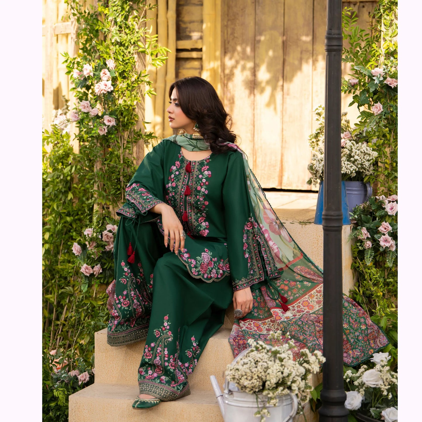 KC-1578 "Sunheri" Embroidered Festive Cambric Cotton Collection by Karma Collection