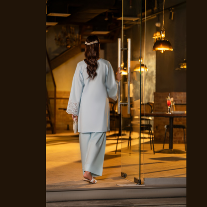 UCA-18 2 Pc Casual Cotton Farshi Shalwar Chikenkari Co-Ords Set | Ready to Wear | Casuallite