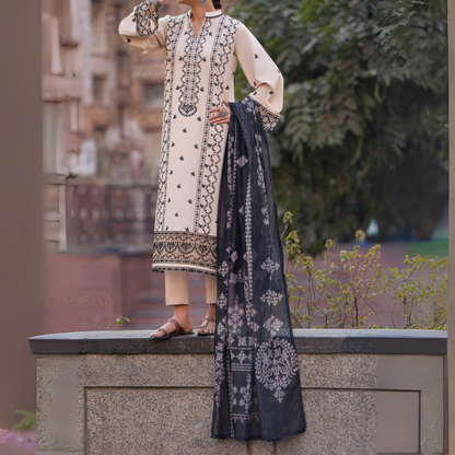 UCA-15 3 Pc Embroidered Cambric Cotton Ready to Wear Eid Collection by Casuallite