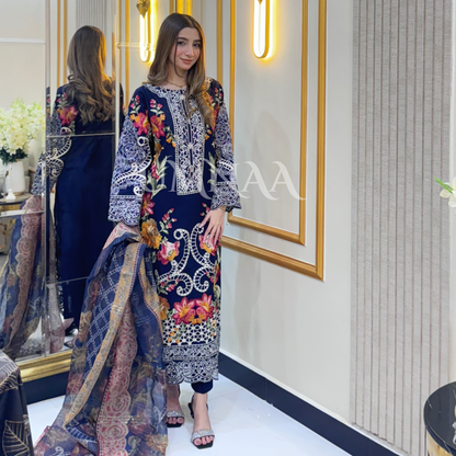 UA-38 Printed Embroidered Khaddar 3 Pc Dress | Ready to wear | UMNAA