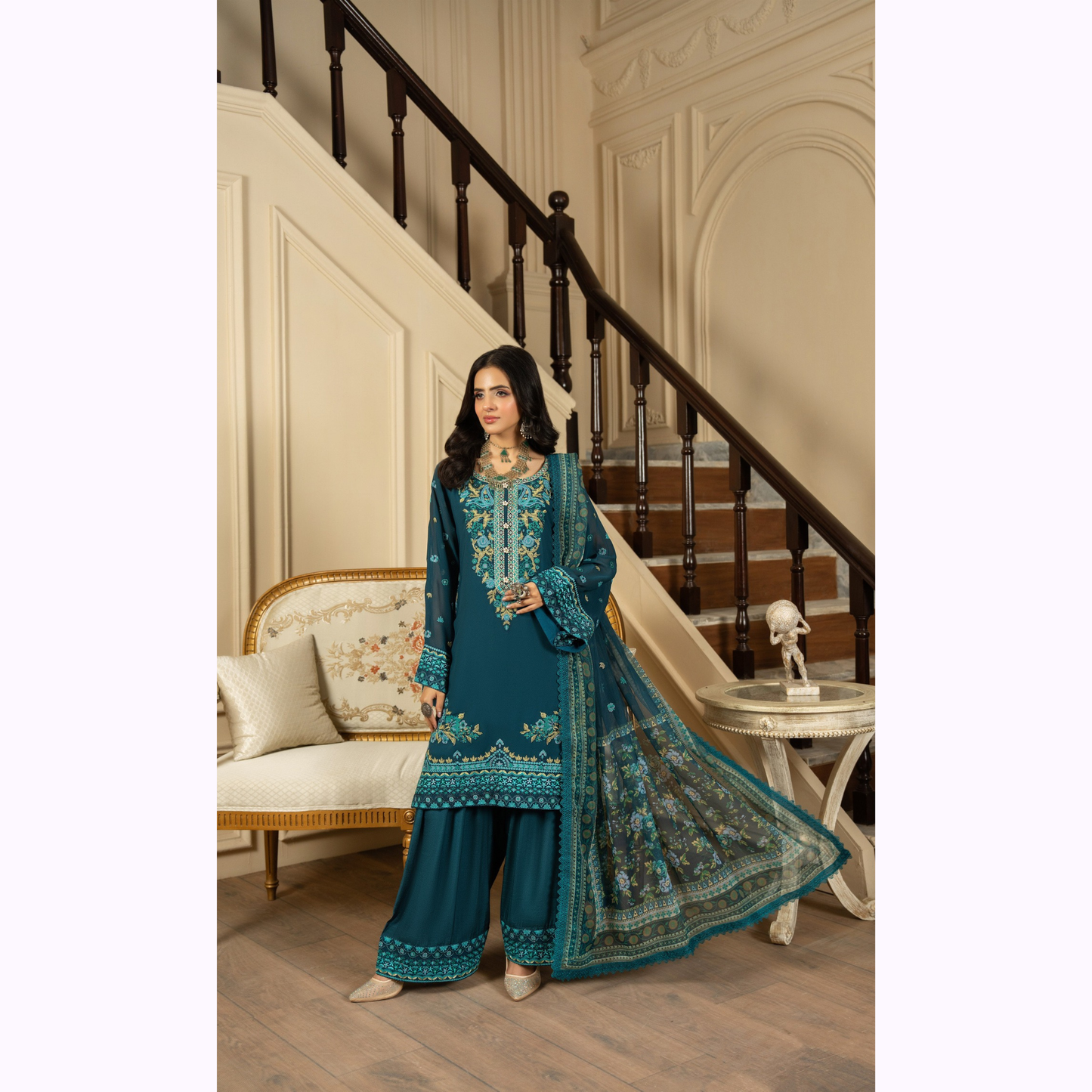 F-467 Embroidered Georgette Chiffon Collection by karma Collection