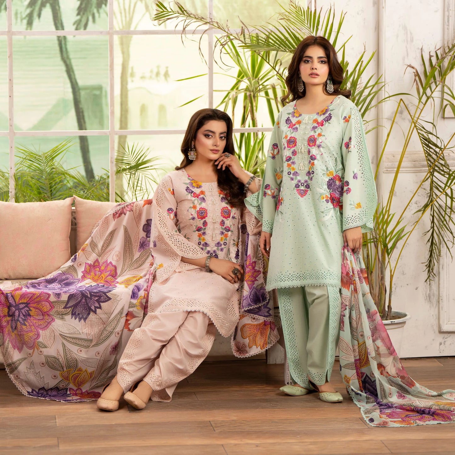 KC-1564 "Tabeer" Embroidered Festive Cambric Cotton Collection by Karma Collection