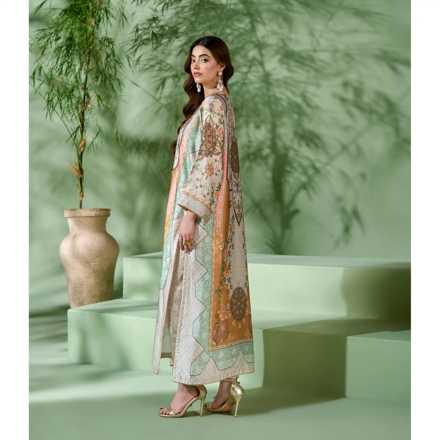 UAL-07 Printed Silk Kaftan Style Co-Ord Set Loose fit Casual Wear | Ethnic wear | ALLY'S