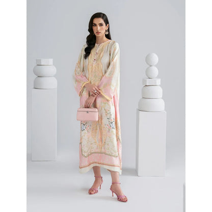 UAL-09 Printed Silk Kaftan with Trouser 2 Pc Set | Ally's