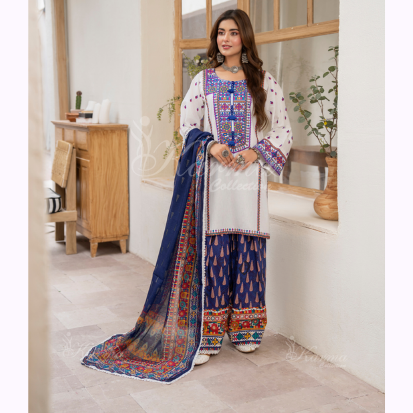 "Aina II" Embroidered Printed Lawn 3 Pc Collection by Karma Collection TT