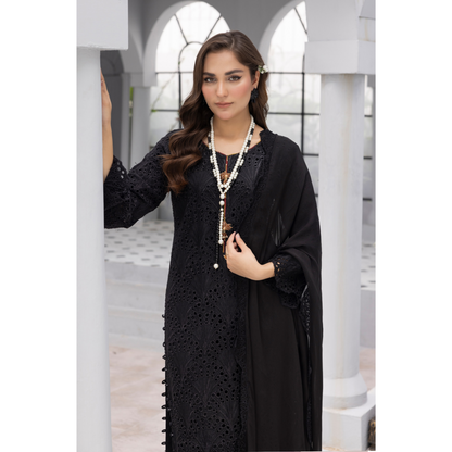 3 Pc Linen Chikenkari Ready to Wear Dress | Simrans | UMSIM4