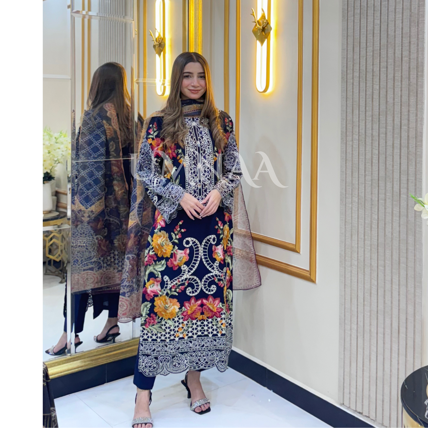 UA-38 Printed Embroidered Khaddar 3 Pc Dress | Ready to wear | UMNAA