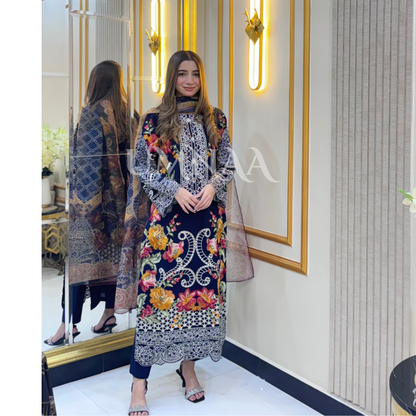 UA-38 Printed Embroidered Khaddar 3 Pc Dress | Ready to wear | UMNAA