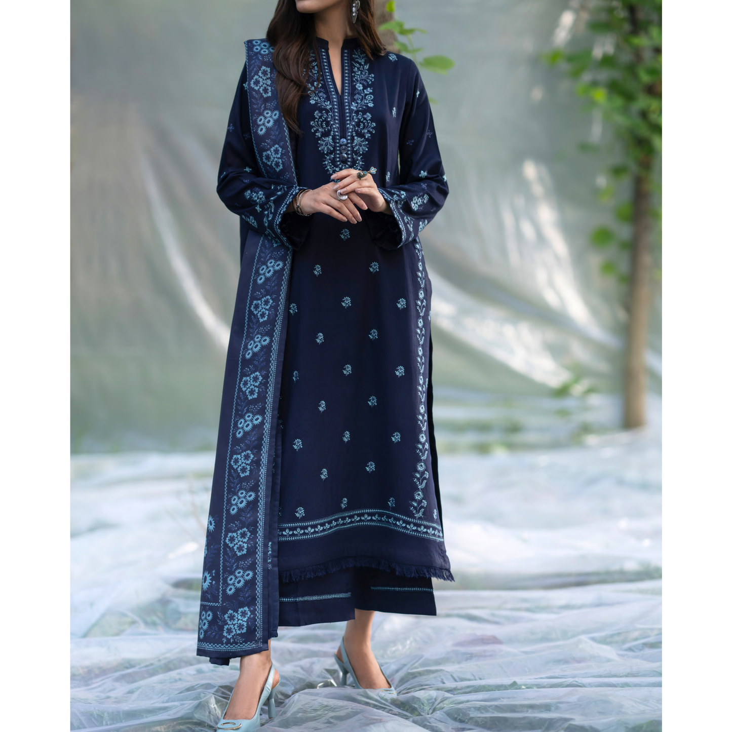 UCA-32 "Khunki" Embroidered Dhanak with Pashmina Wool Shawl Winter Collection by Casuallite