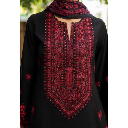UA-156 Embroidered Slub Linen Farshi Shalwar dress by umnaa