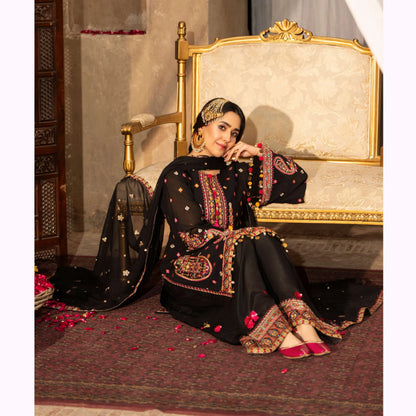 F-522 "Saj Dhaj" Embroidered Georgette Collection by Karma Collection