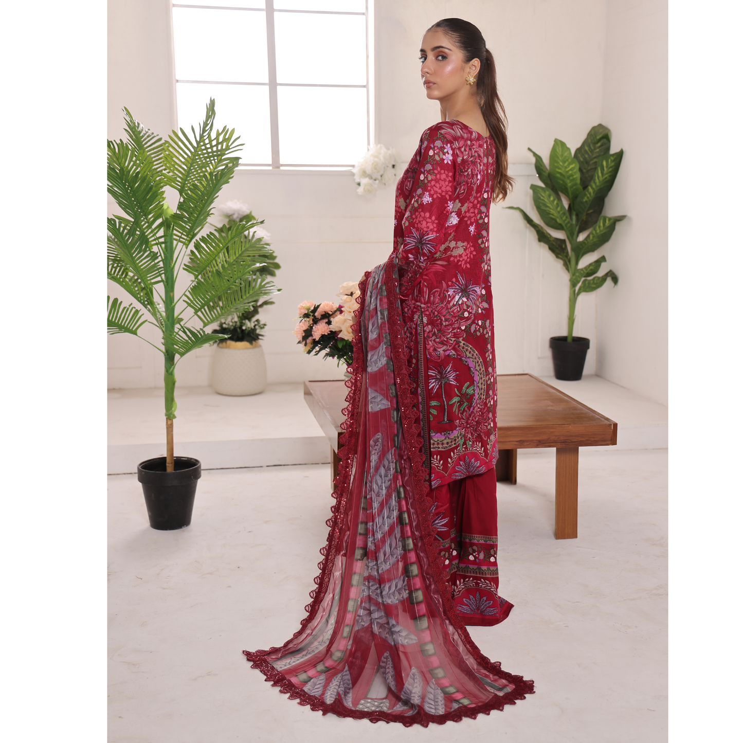 UA-94 3 Pc Embroidered Printed Summer Lawn | Ready to Wear | Umnaa