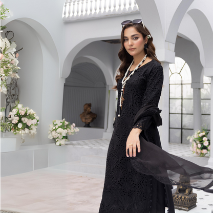 3 Pc Linen Chikenkari Ready to Wear Dress | Simrans | UMSIM4
