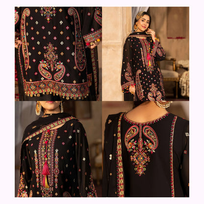 F-522 "Saj Dhaj" Embroidered Georgette Collection by Karma Collection