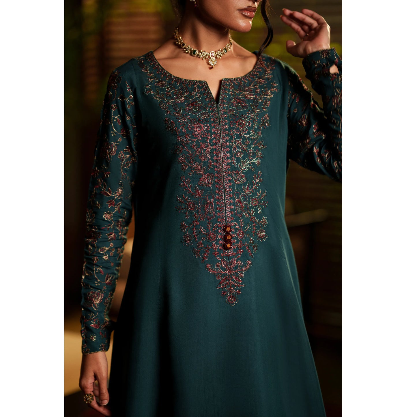 UCA-37 EALA Festive Embroidered Viscose Dress with Printed Silk Dupatta | Women’s Festive Wear Pakistani Designer Outfit by Casuallite