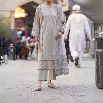 UCA-15 3 Pc Embroidered Cambric Cotton Ready to Wear Eid Collection by Casuallite