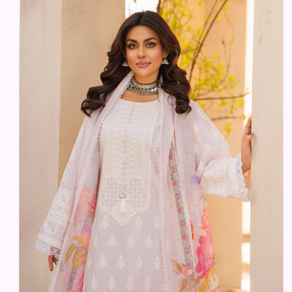 KC-1439 Embroidered Cambric Cotton Dress Ready to Wear 3 Pc - Karma Collection