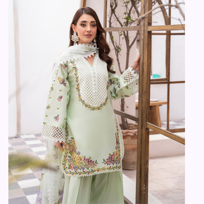KC-1480 Embroidered Luxury Cambric Cotton farshi Shalwar Collection | Ready to Wear | Karma Collection