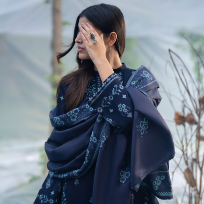 UCA-32 "Khunki" Embroidered Dhanak with Pashmina Wool Shawl Winter Collection by Casuallite