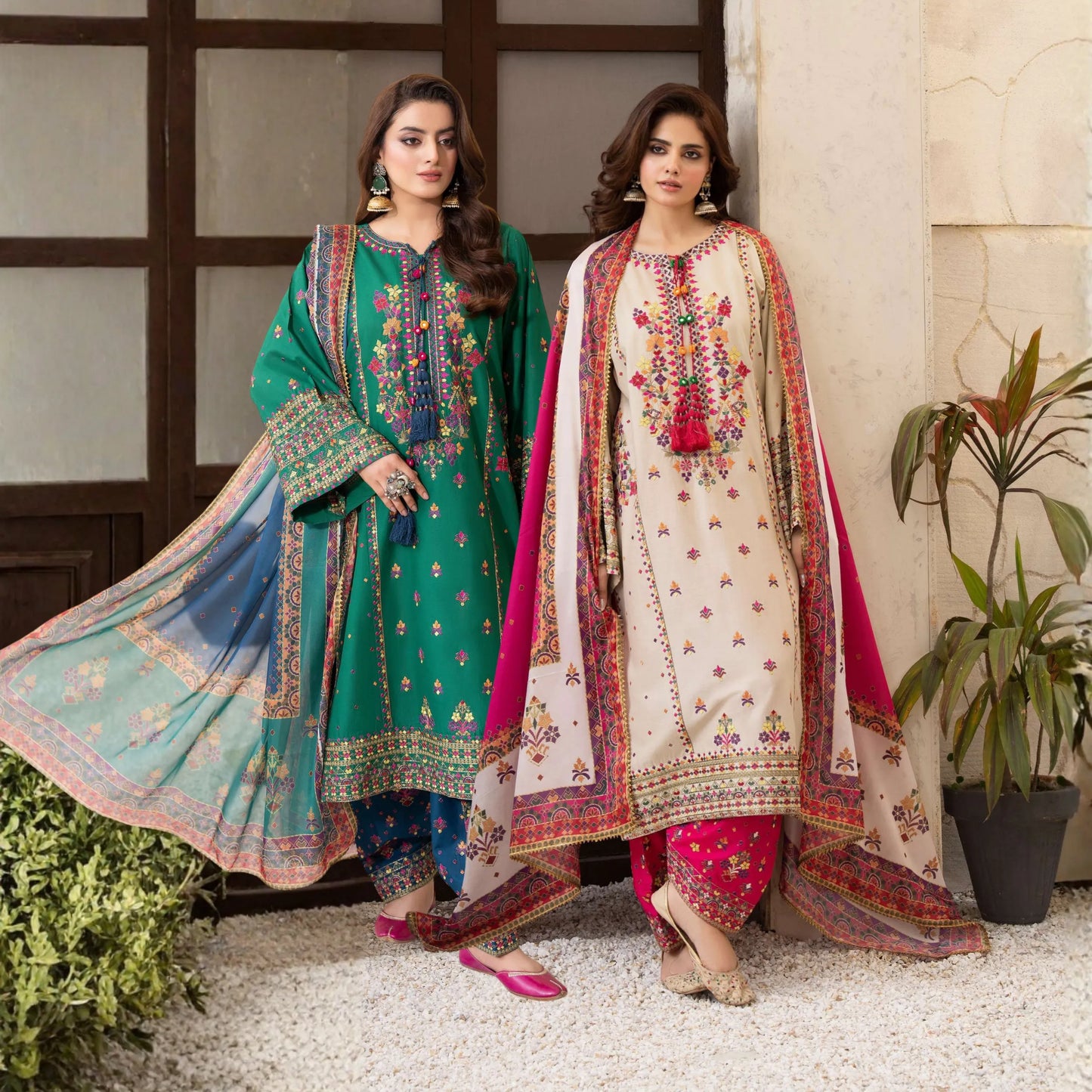 KC-1565 "Tabeer" Embroidered Festive Cambric Cotton Collection by Karma Collection