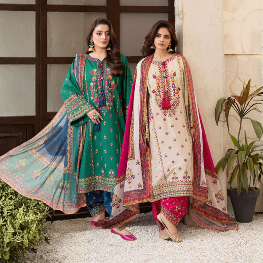 KC-1565 "Tabeer" Embroidered Festive Cambric Cotton Collection by Karma Collection