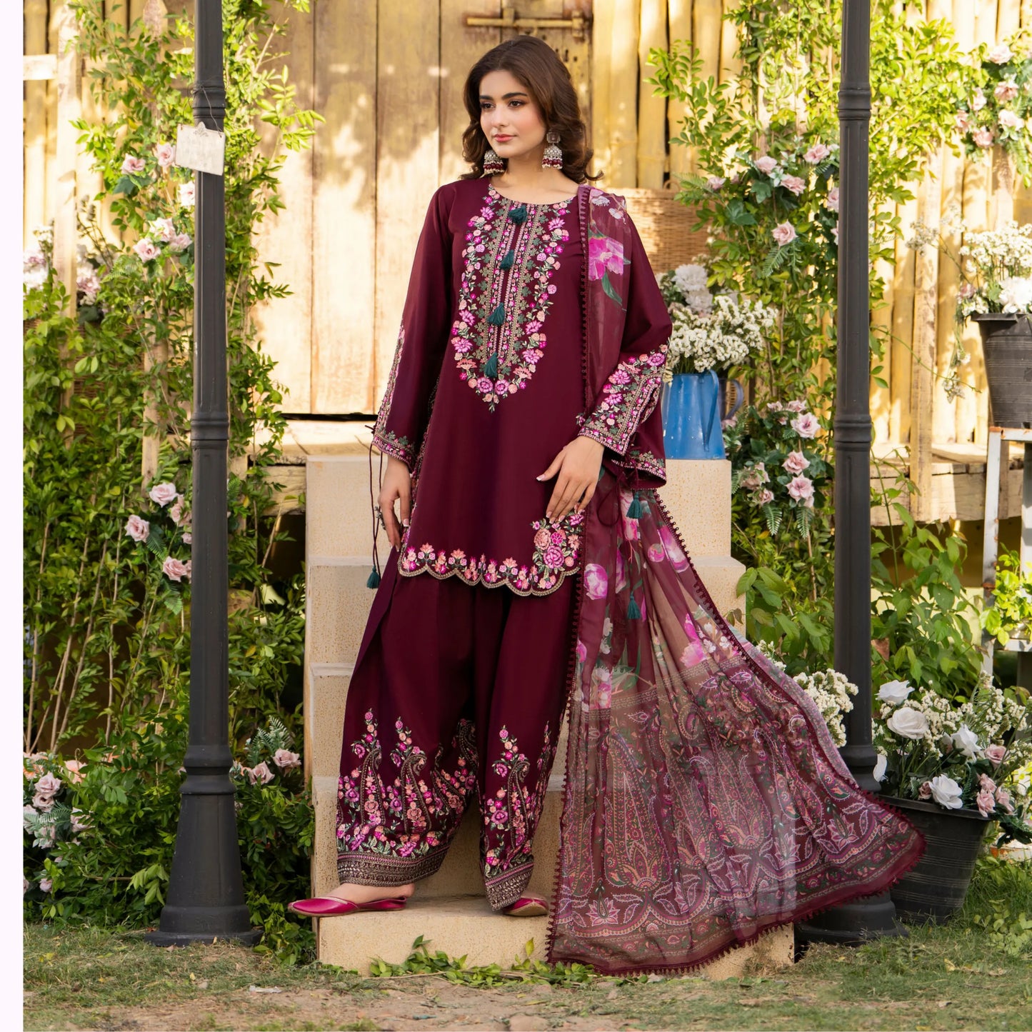 KC-1578 "Sunheri" Embroidered Festive Cambric Cotton Collection by Karma Collection