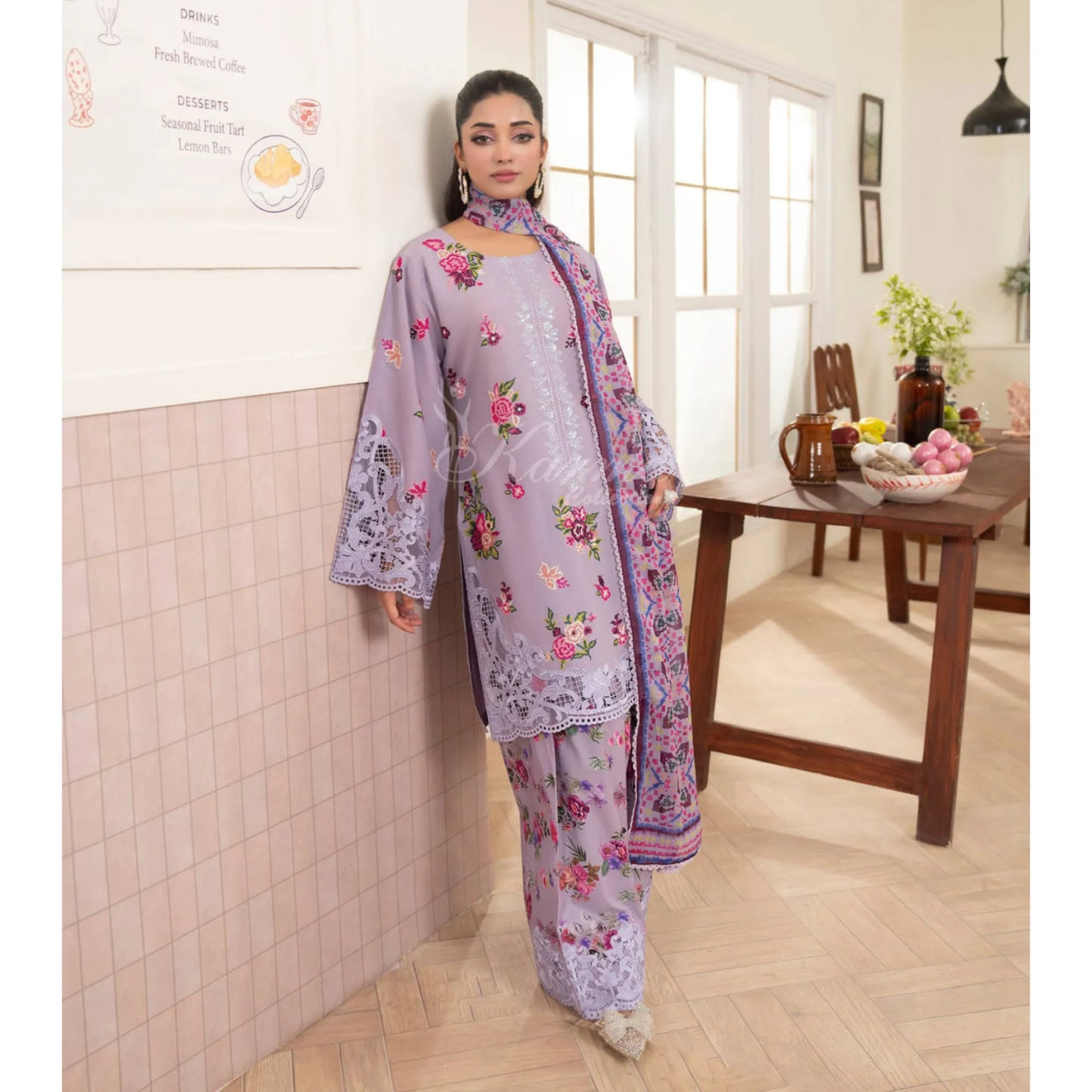 "Flora" Embroidered Lawn 3 Pc Collection | Karma Collection