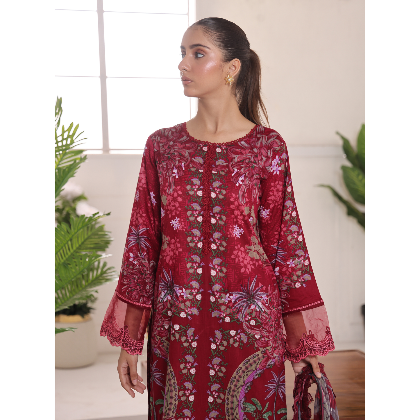 UA-94 3 Pc Embroidered Printed Summer Lawn | Ready to Wear | Umnaa