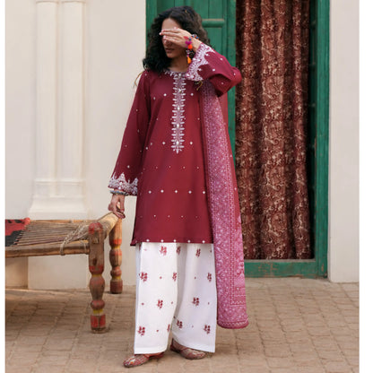UCA-43 "HER" Collection Embroidered Cambric Cotton by Casuallite 3 Piece Suit for Women | Ready to Wear Pakistani Dress