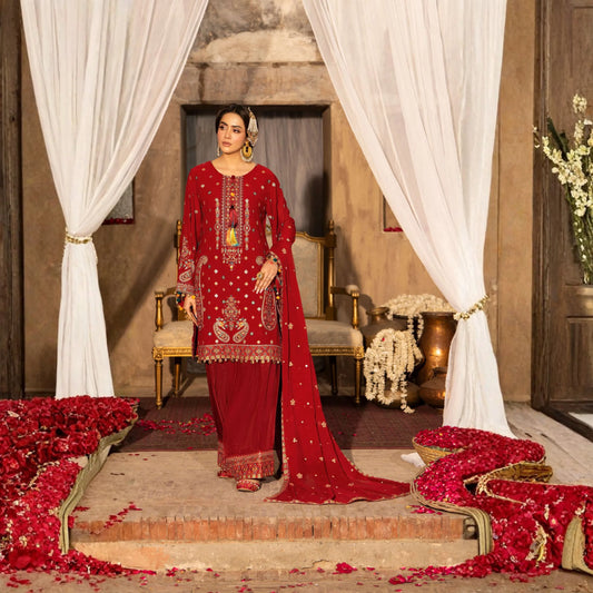 F-522 "Saj Dhaj" Embroidered Georgette Collection by Karma Collection